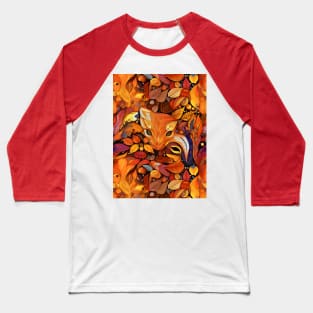 Cute Fall Fox Autumn Leaves Vintage Thanksgiving Baseball T-Shirt